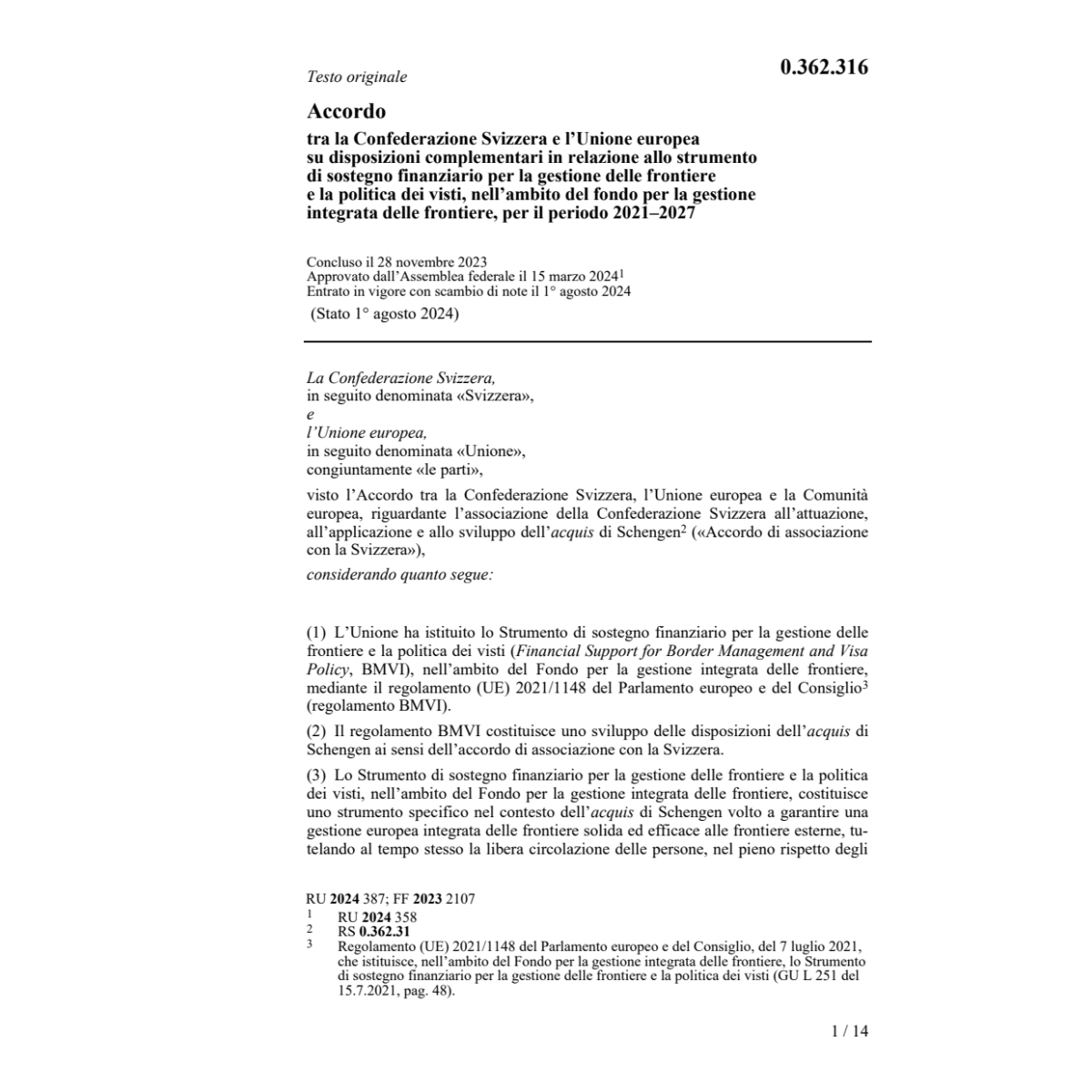 Ac. 28.11.23 Conf. Svizzera Unione euro.