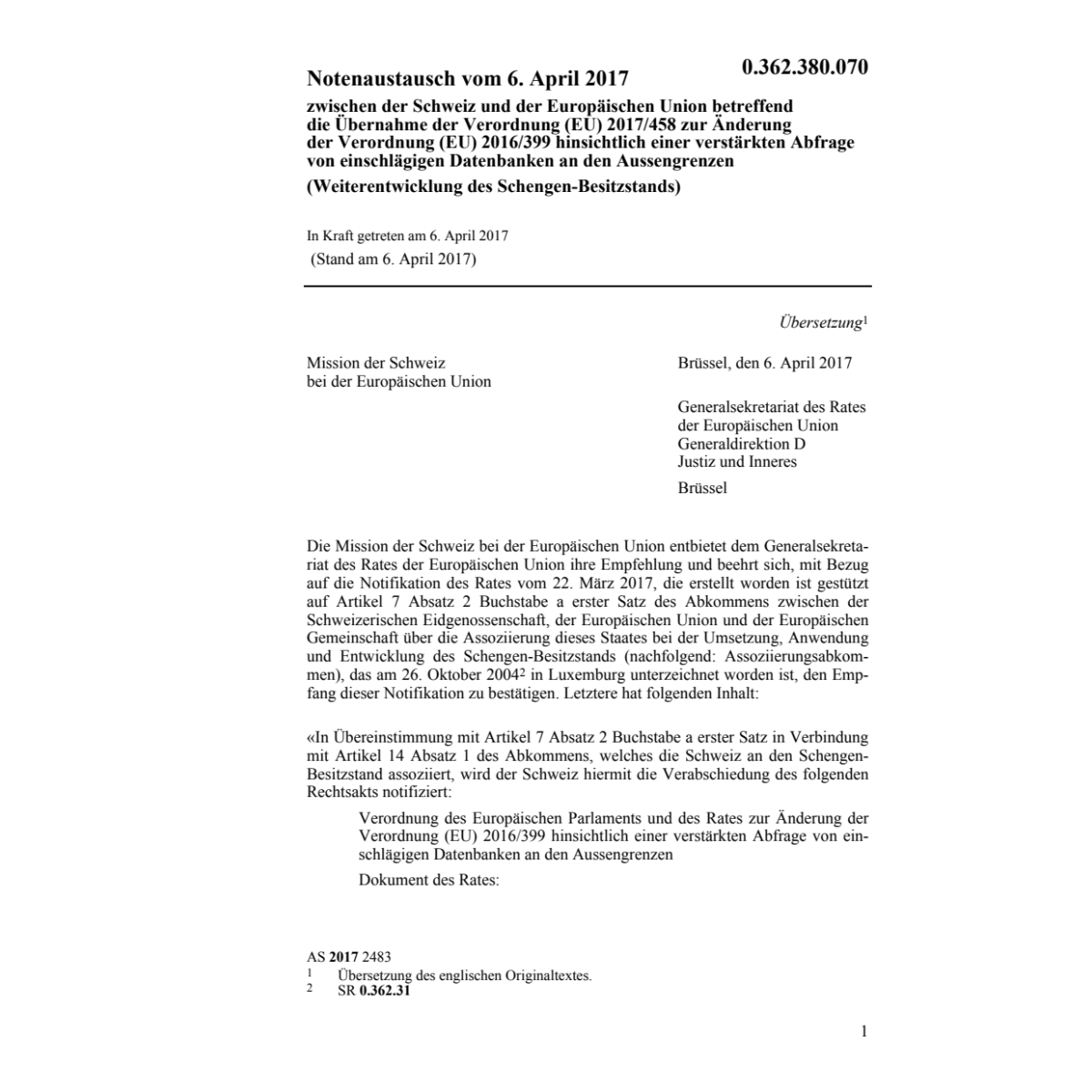 Notenaust. 6.4.17 CH/EU 2017/458...