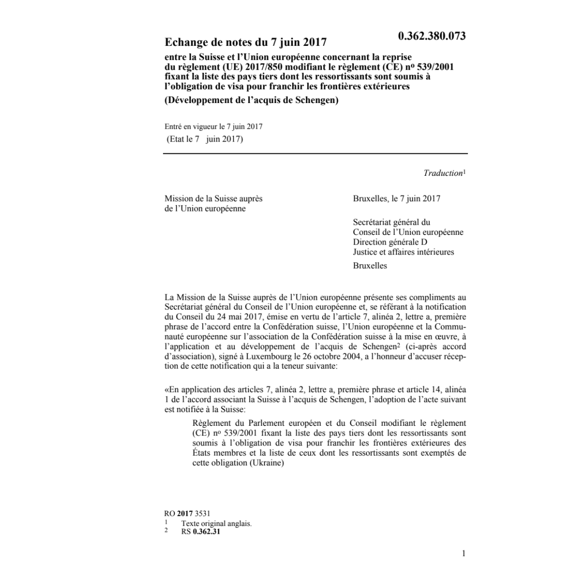 Développement de l'acquis de Schengen