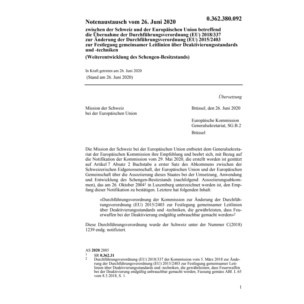 Notenaustausch Änd. (EU) 2015/2403