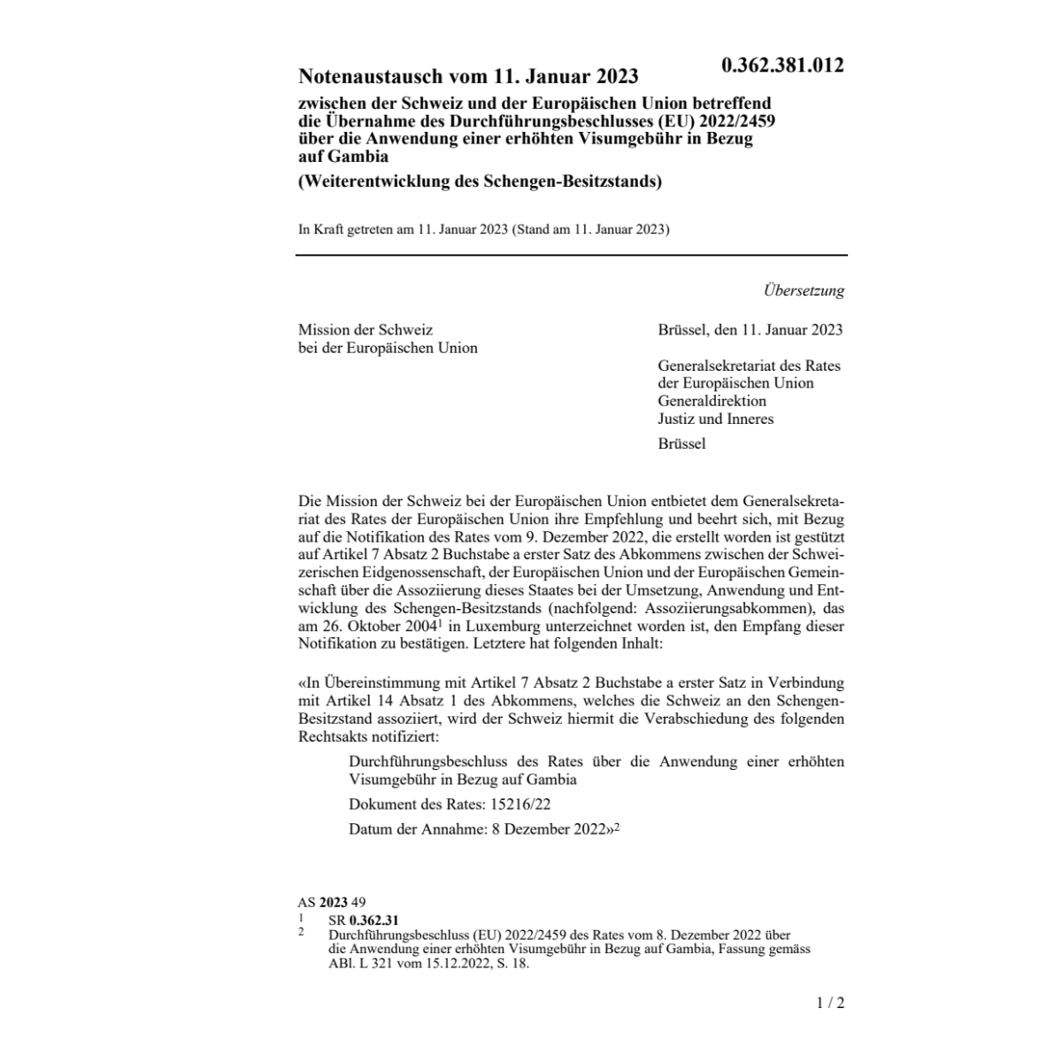 Notenaustausch (EU) 2022/2459