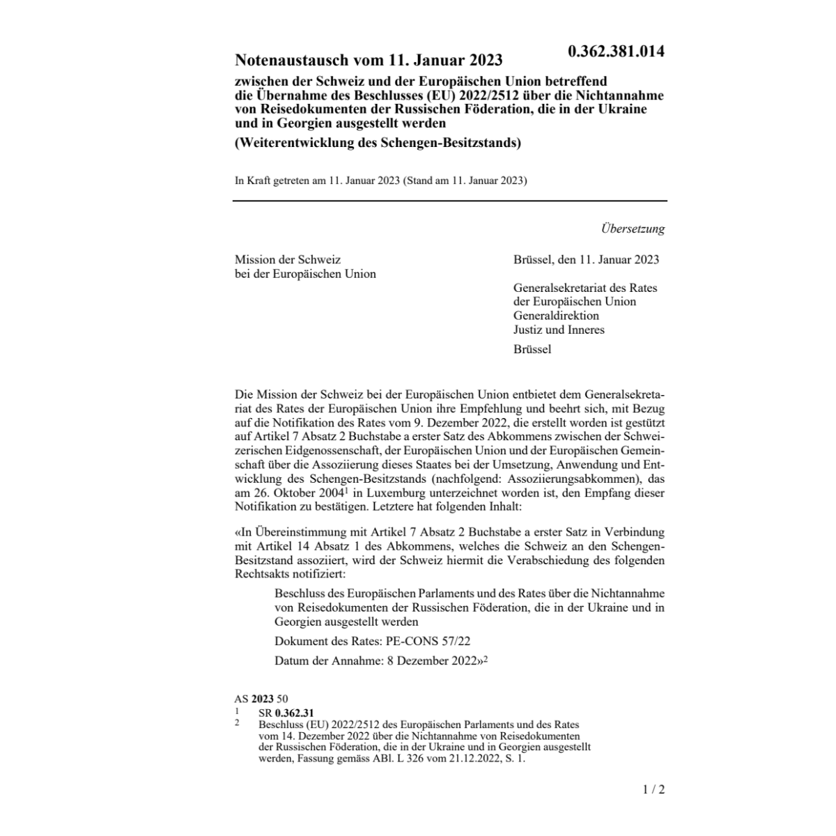 Notenaustausch (EU) 2022/2512