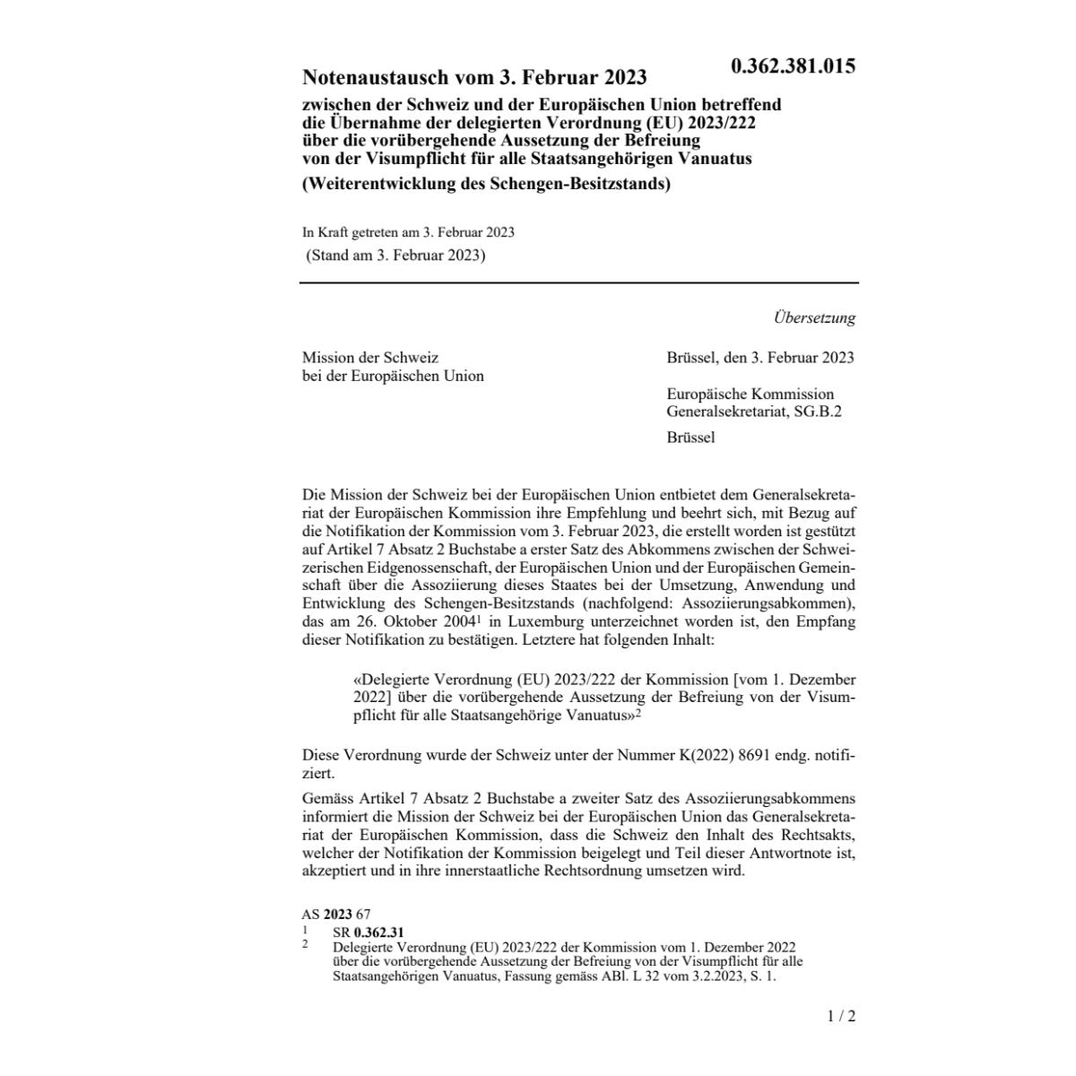 Notenaustausch (EU) 2023/222