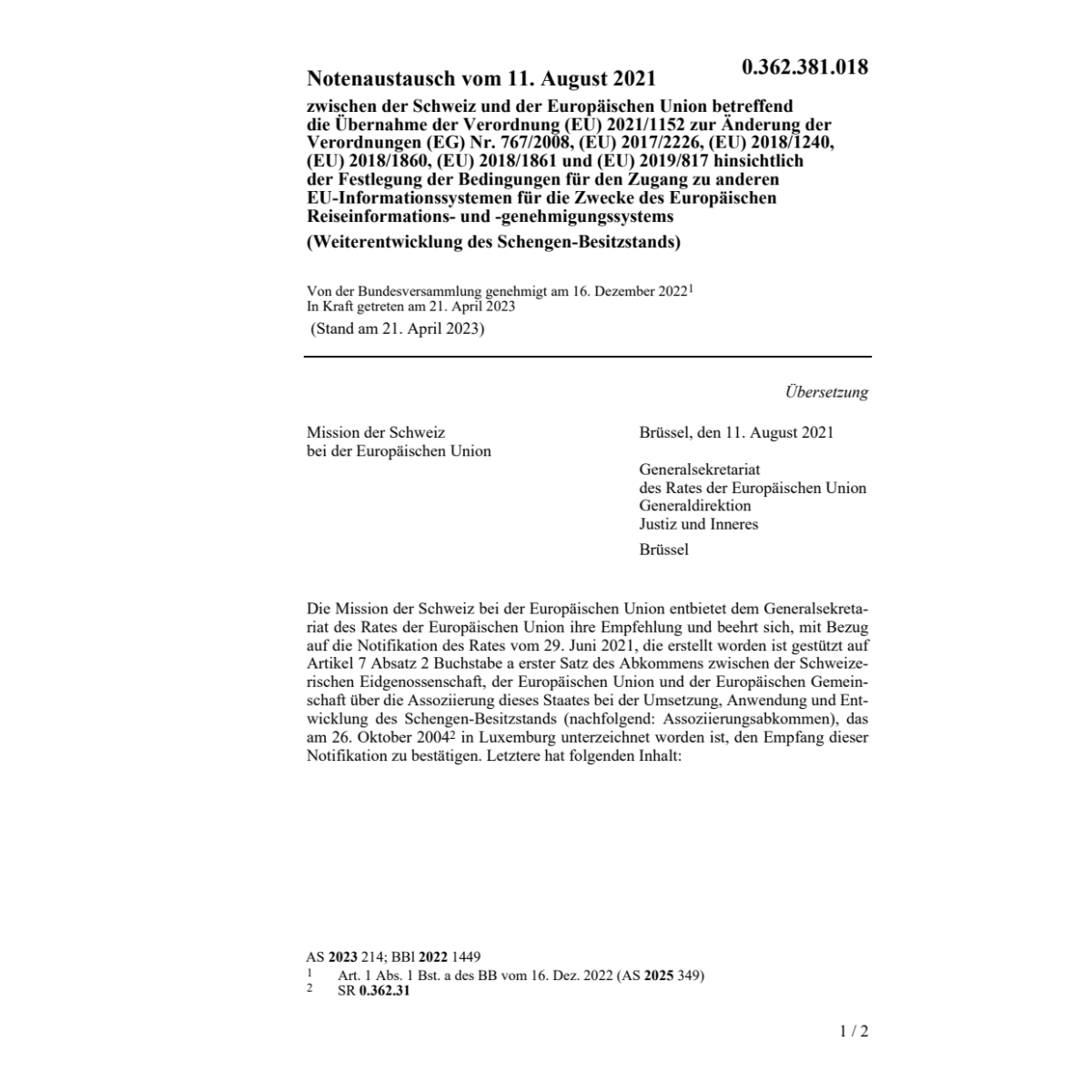Notenaustausch 11.08.2021 Verordnung