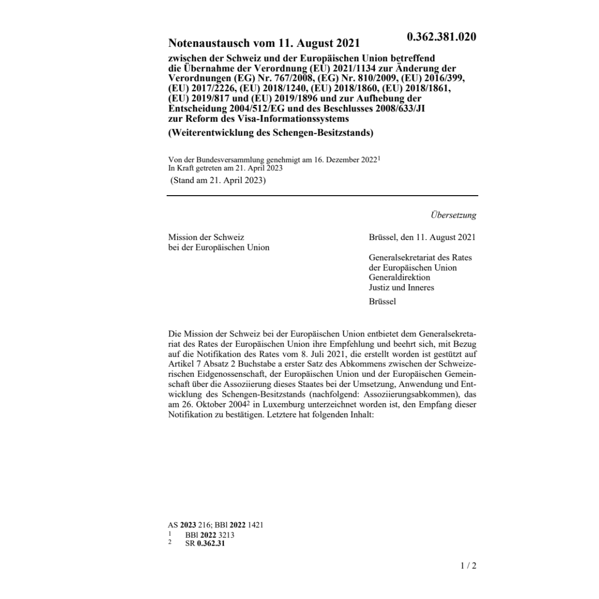 Notenaustausch 11.08.2021 Übernahme Ver.