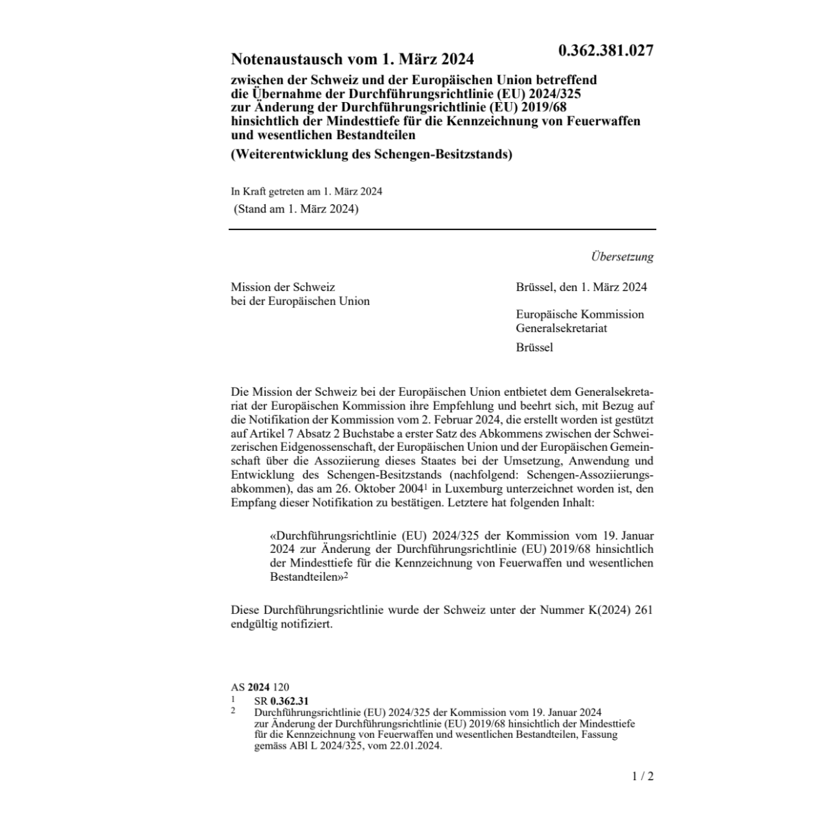 Notenaustausch 01.03.2024 (EU) 2024/325
