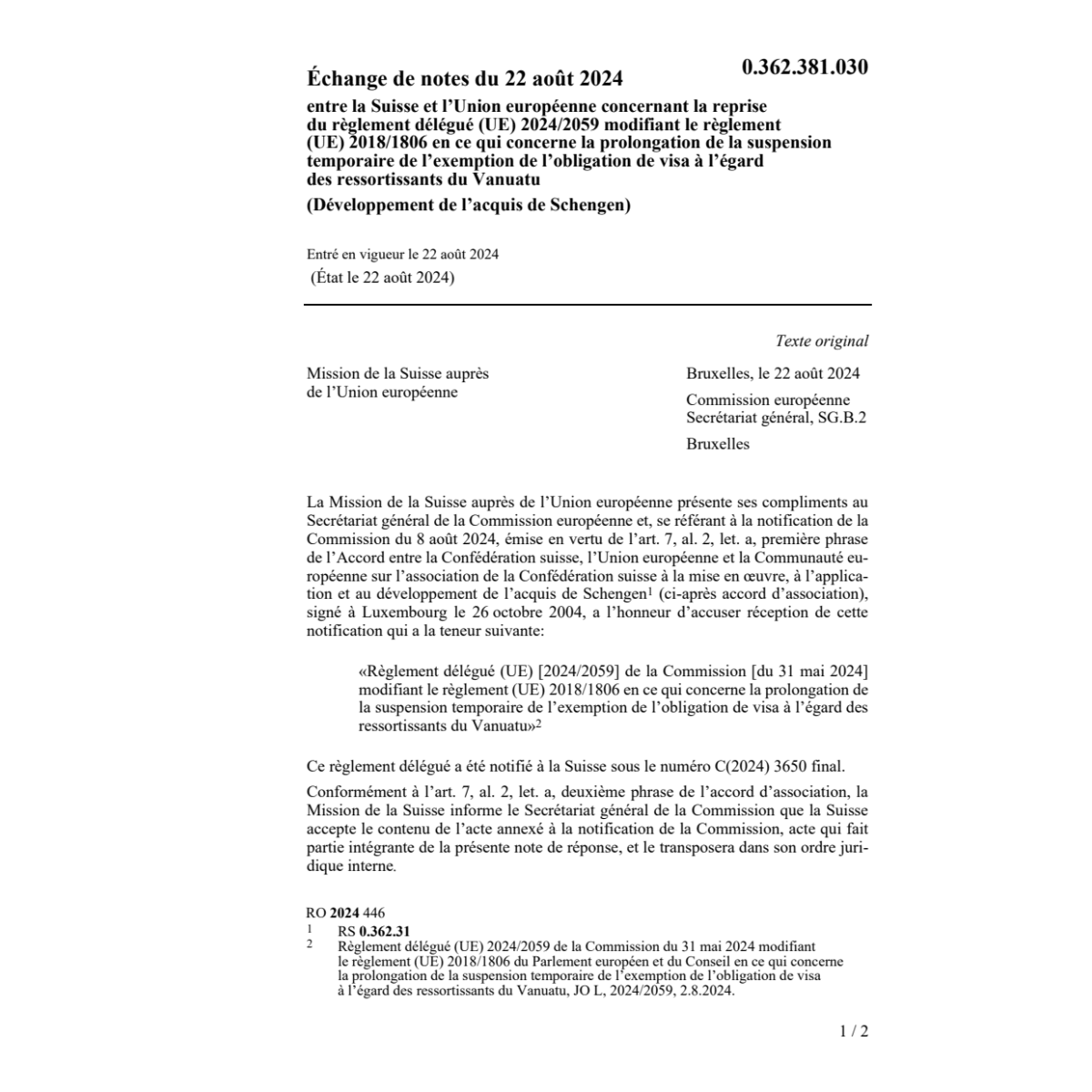 Échange notes 22.08.24 Suisse Union euro