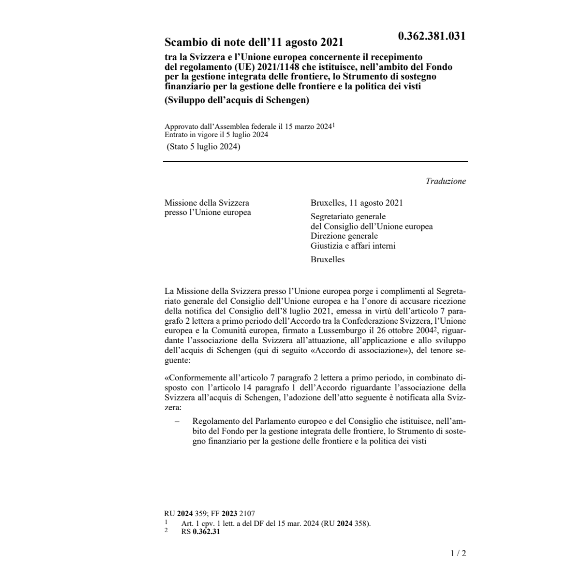 Scambio note 11.08.2021 Svi Unione europ
