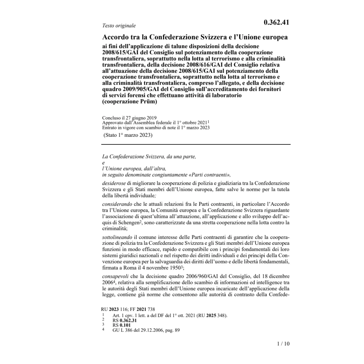 Acc. 27.6.19 decisione 2008/615/GAI