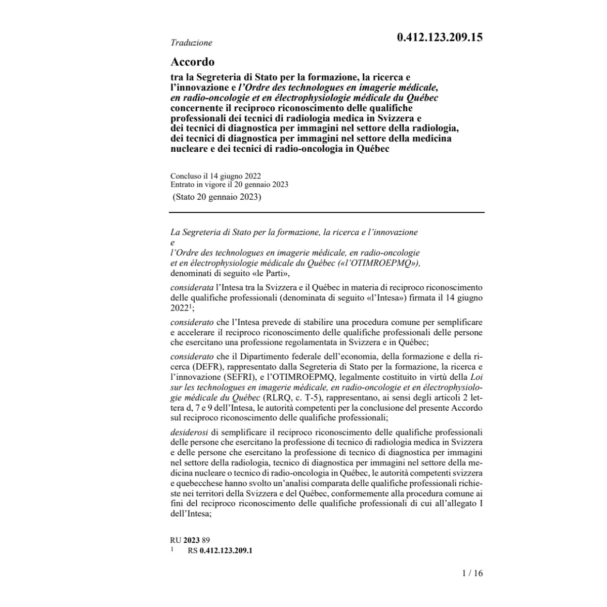 Acc. Segreteria Stato innovazione