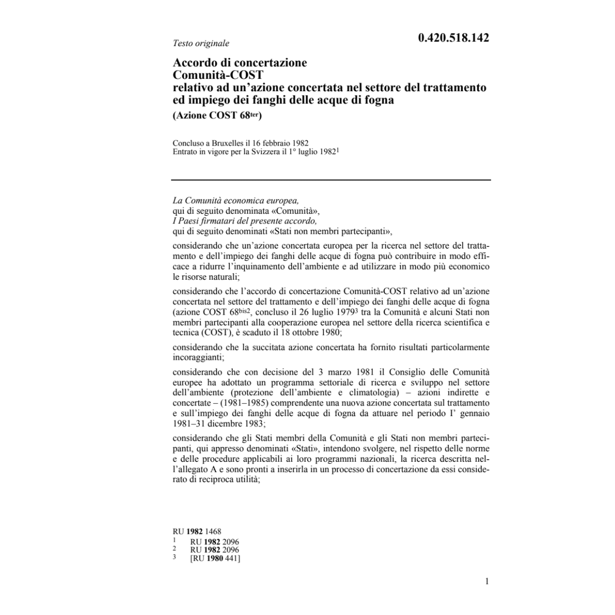 Acc. COST fanghi delle acque di fogna