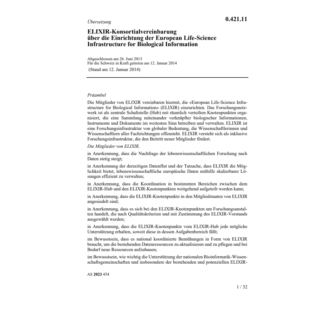 ELIXIR-Konsortialvereinb. 26.06.2013