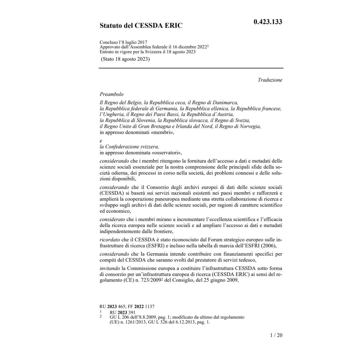 Statuto del CESSDA ERIC