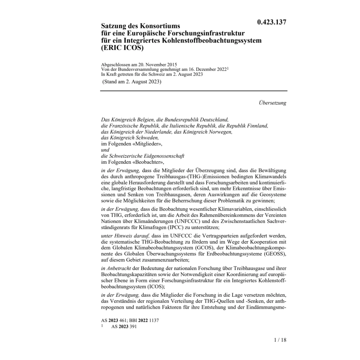 Europ. Forschungsinfrastruktur Kohlensto