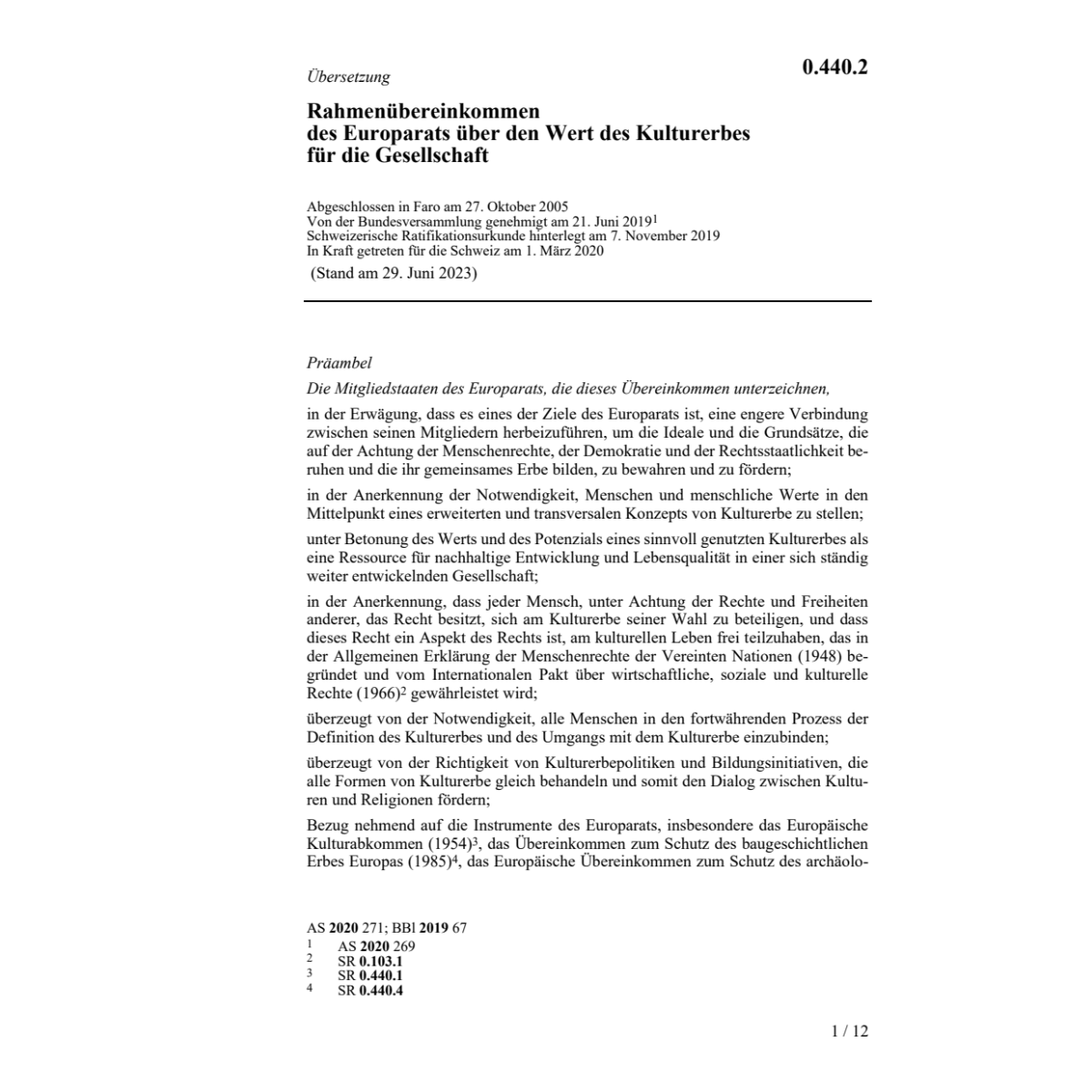 Rahmenübereink. 27.10.05 Europarates