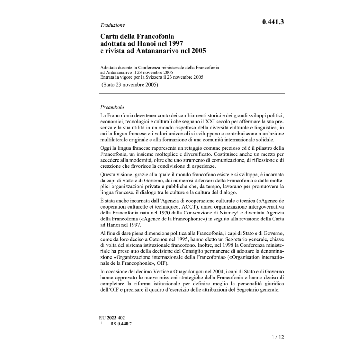 Carta della Francofonia