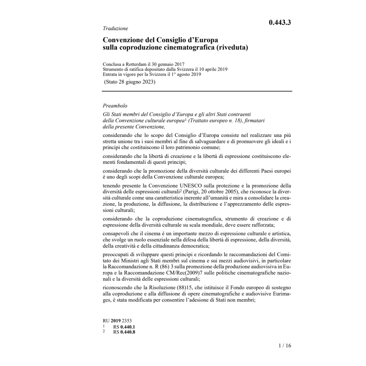 Conv. Consiglio Europa 30.1.17 cinematog
