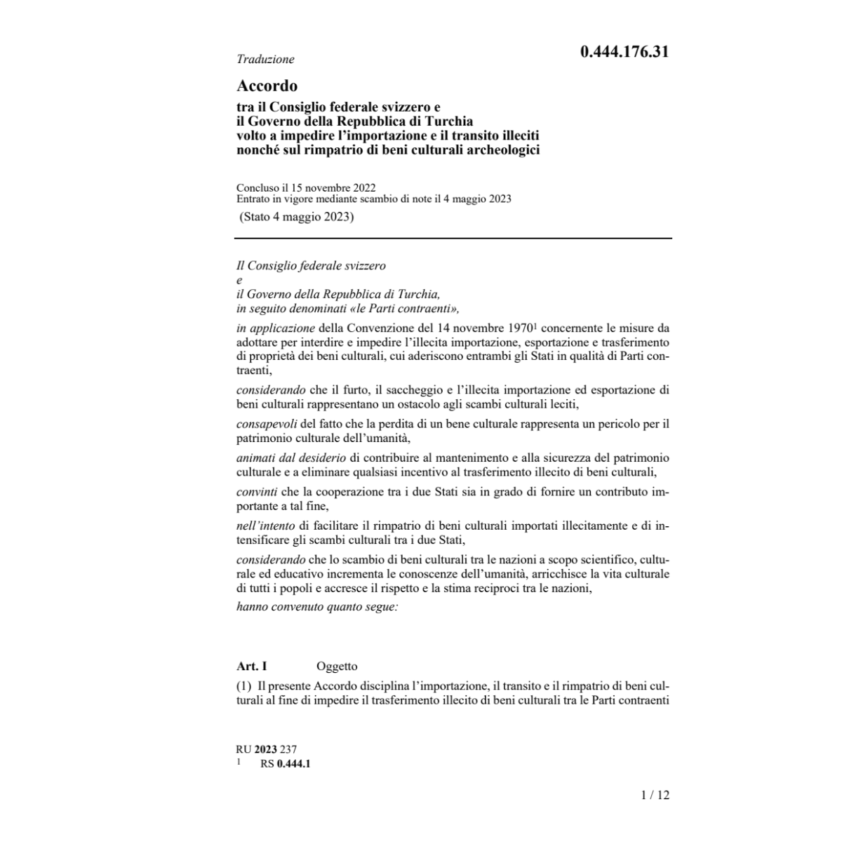 Acc. Turchia importazione e transito