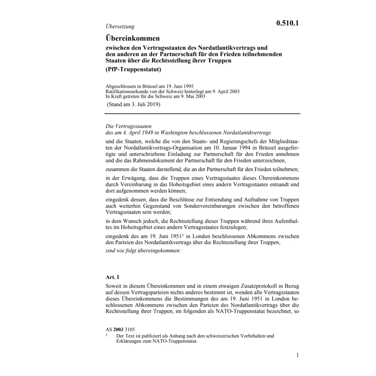 Nordatlantikvertrag 19.06.1995