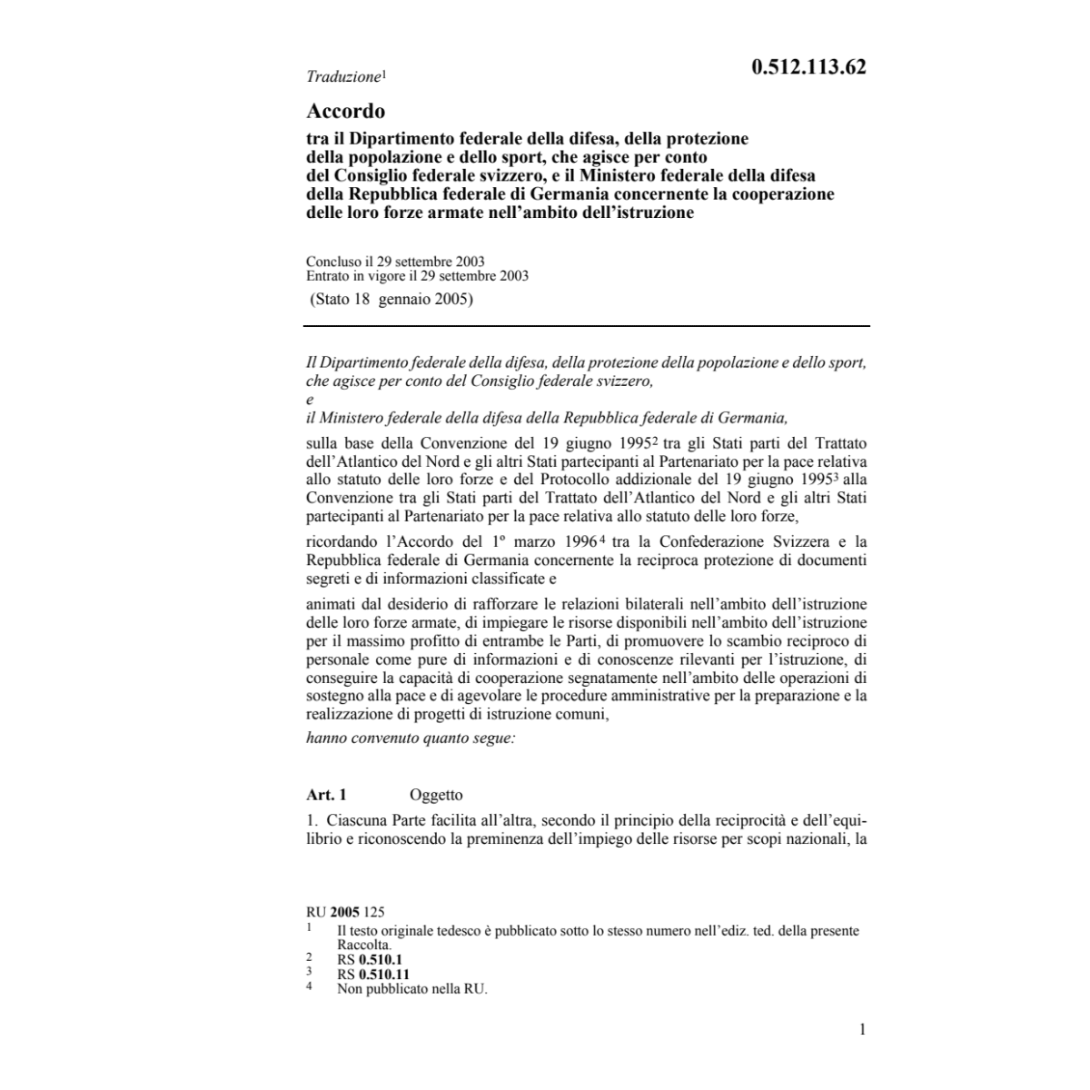 Acc.CH-D cooperazione forze armate