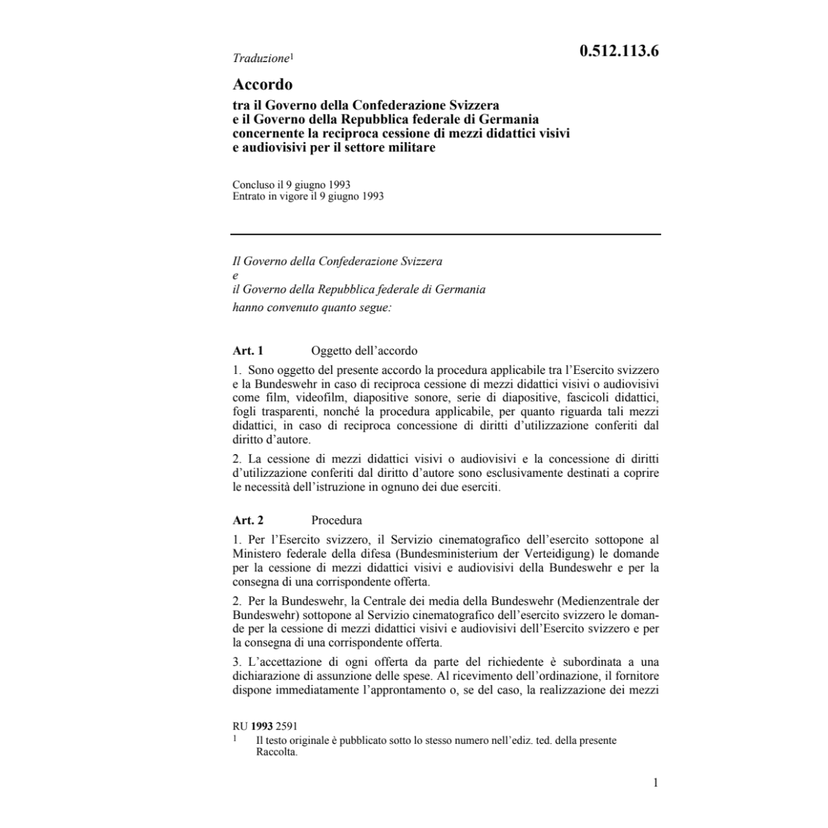 Acc. mezzi didattici militare RFG