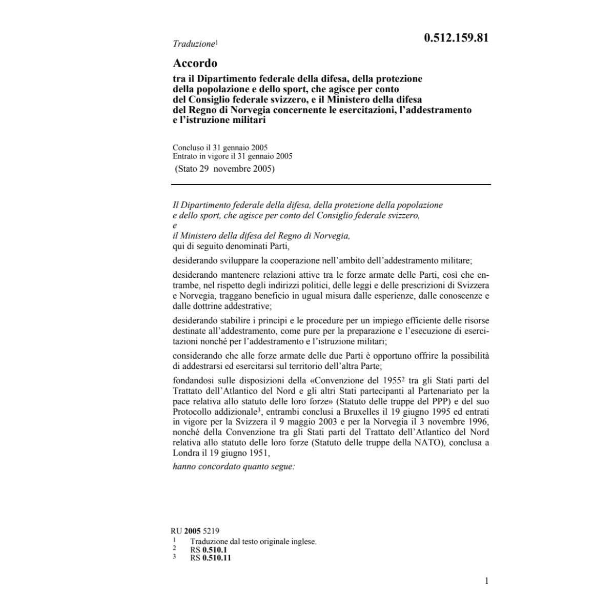 Acc.DDPS-Norvegia esercitazioni militari