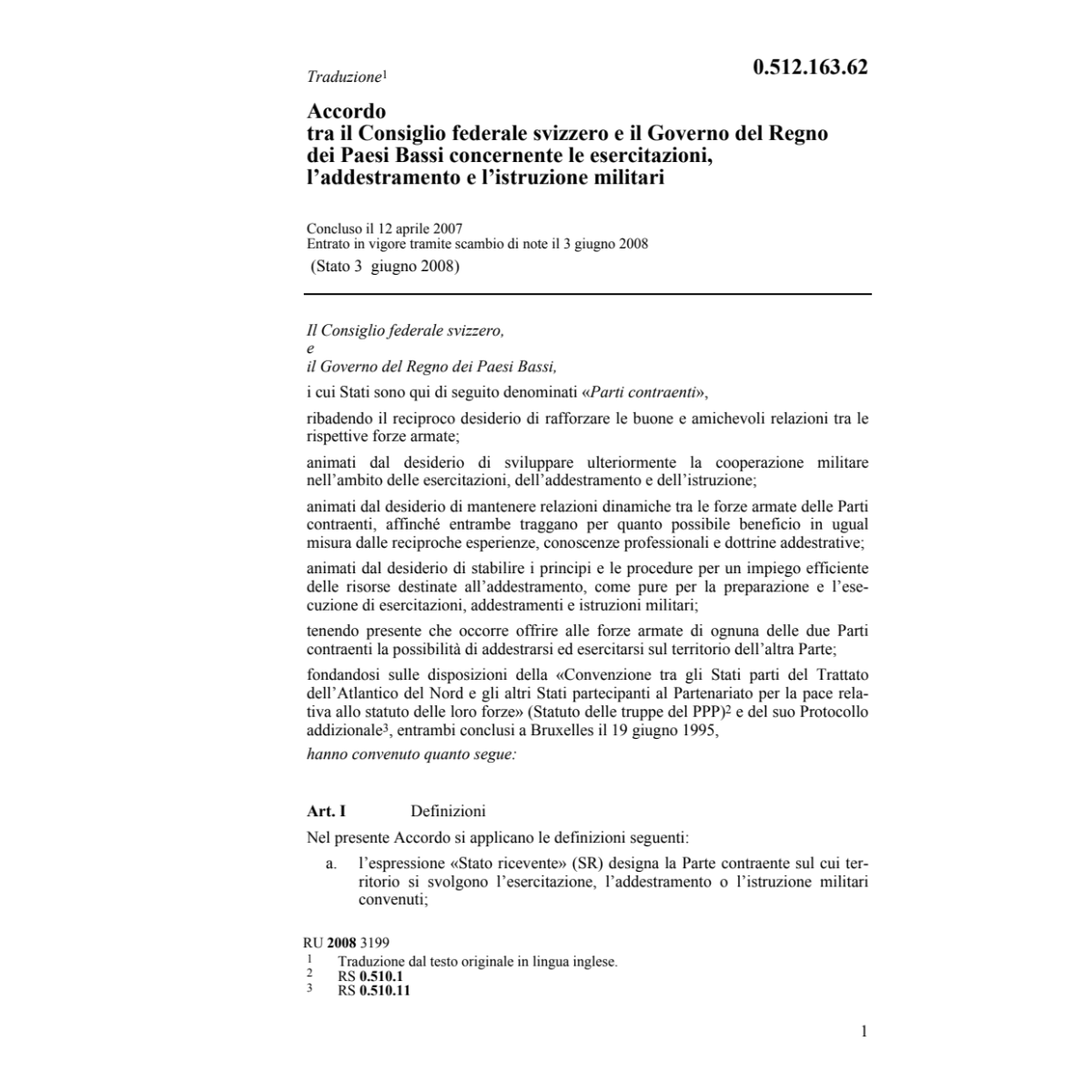 Acc.CH-NL esercitazioni l'istr.militari
