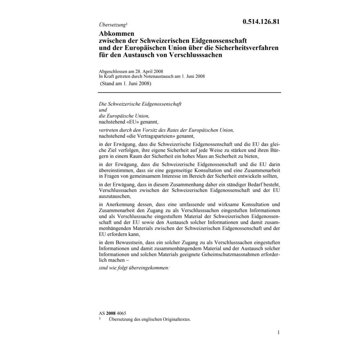 Abk. CH-EU Verschlussachen