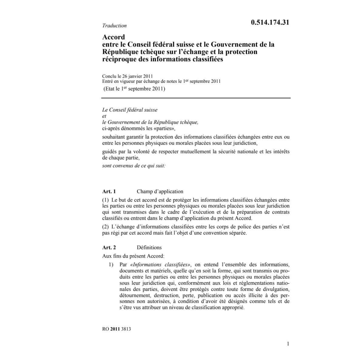 Acc.CH-Rép.tchèque prot. informat.class.