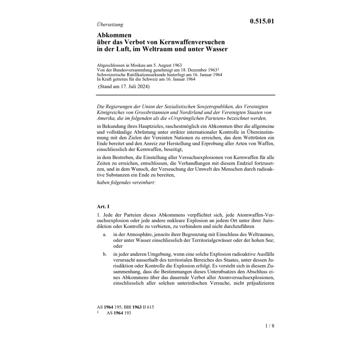 Abk. Verbot von Kernwaffenversuchen
