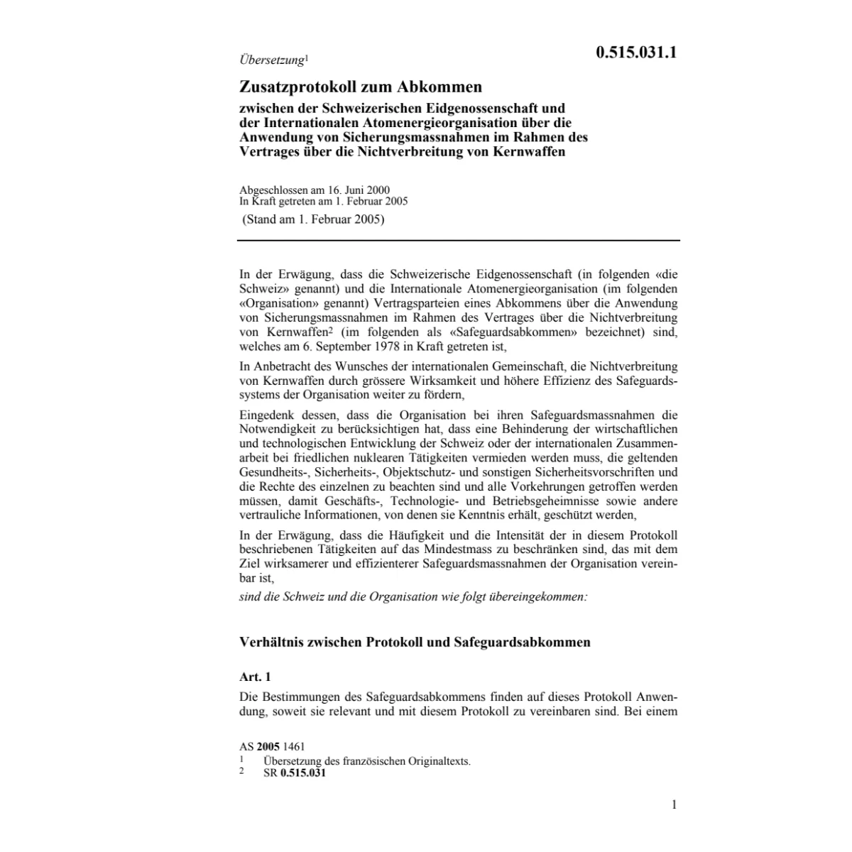 Zusatzprot.Abk.CH Kernwaffen