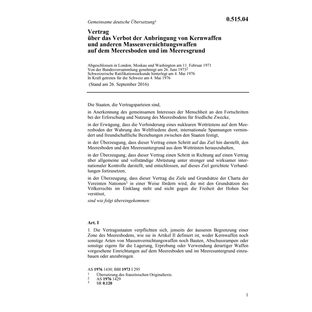 Vertrag Verbot Anbringung Kernwaffen