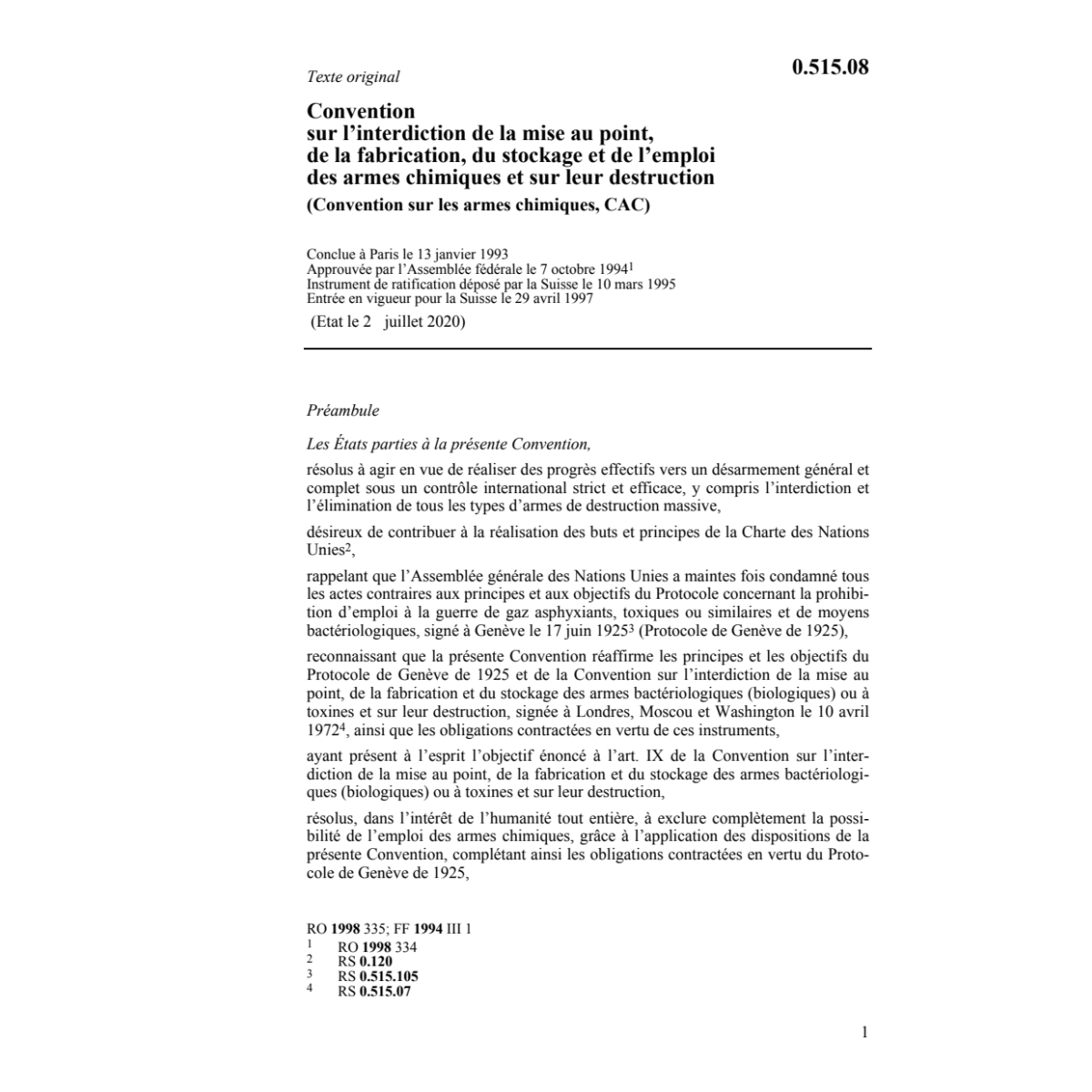 Interdiction armes chimiques, conv.