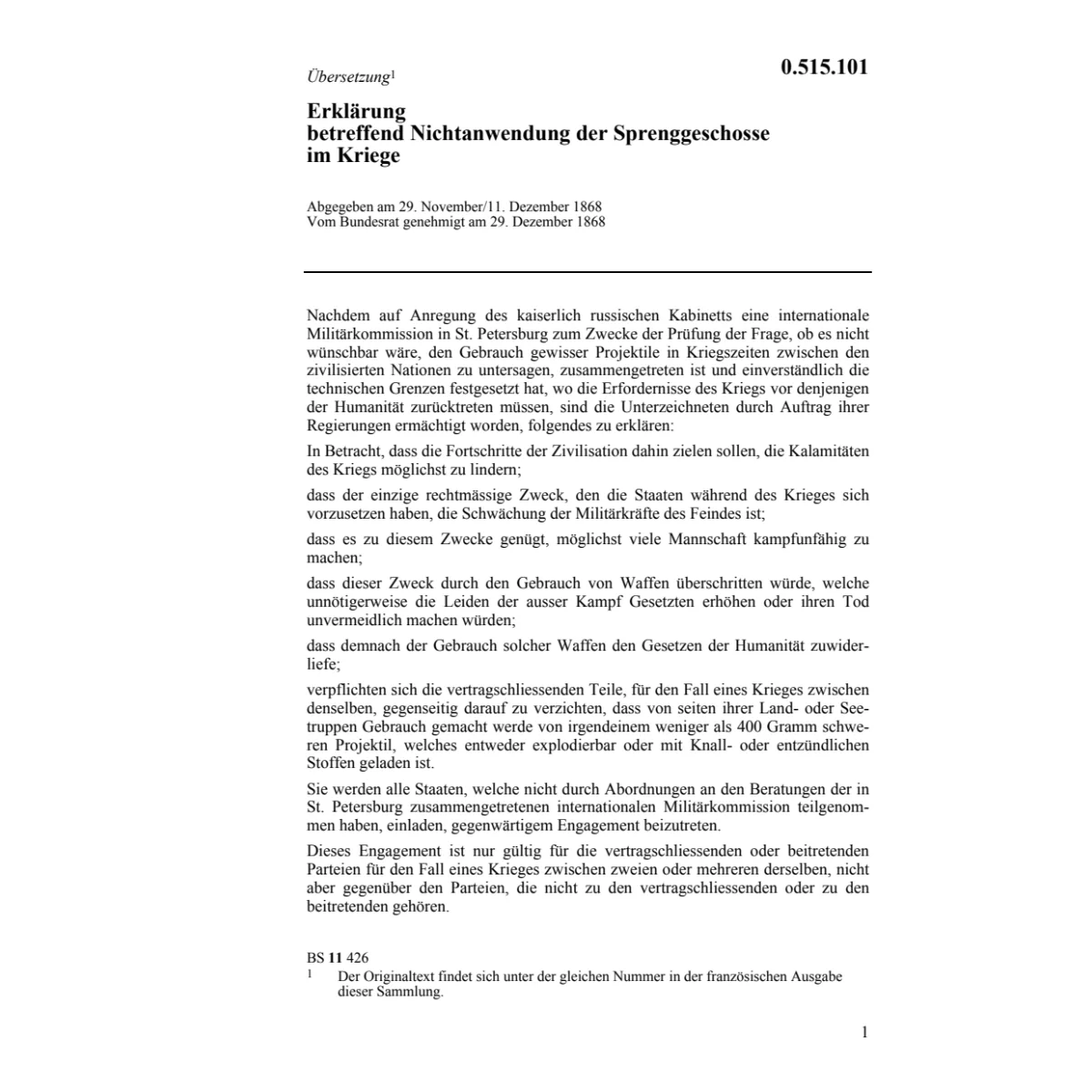 Erkl. Nichtanwendung Sprenggeschosse