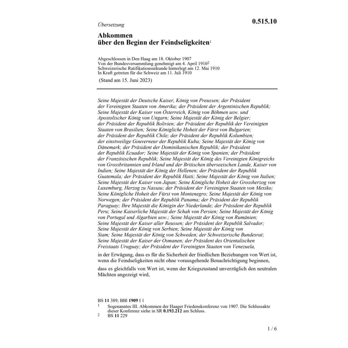 Abk. Beginn Feindseligkeiten