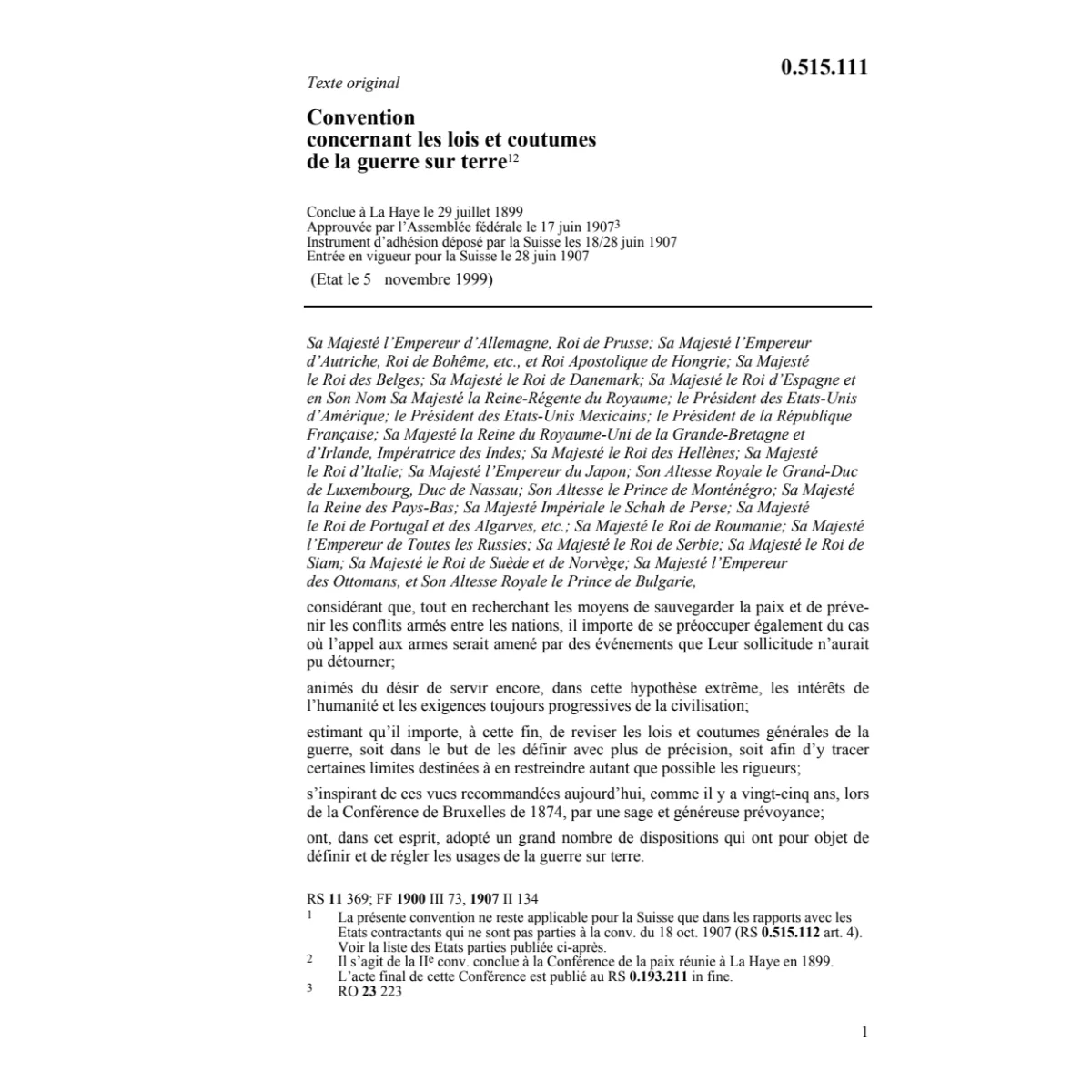 Conv. guerre sur terre