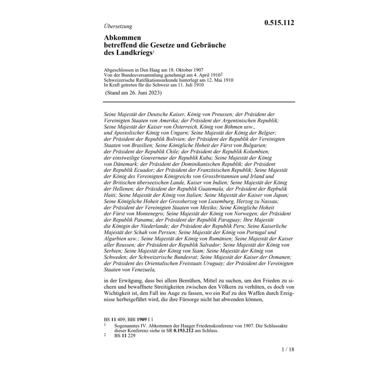 Abk. Gesetze, Gebräuche des Landkriegs