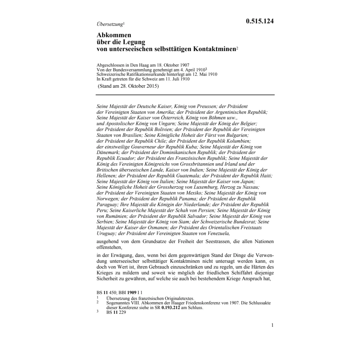 Abk. Legung unterseeische Kontaktminen