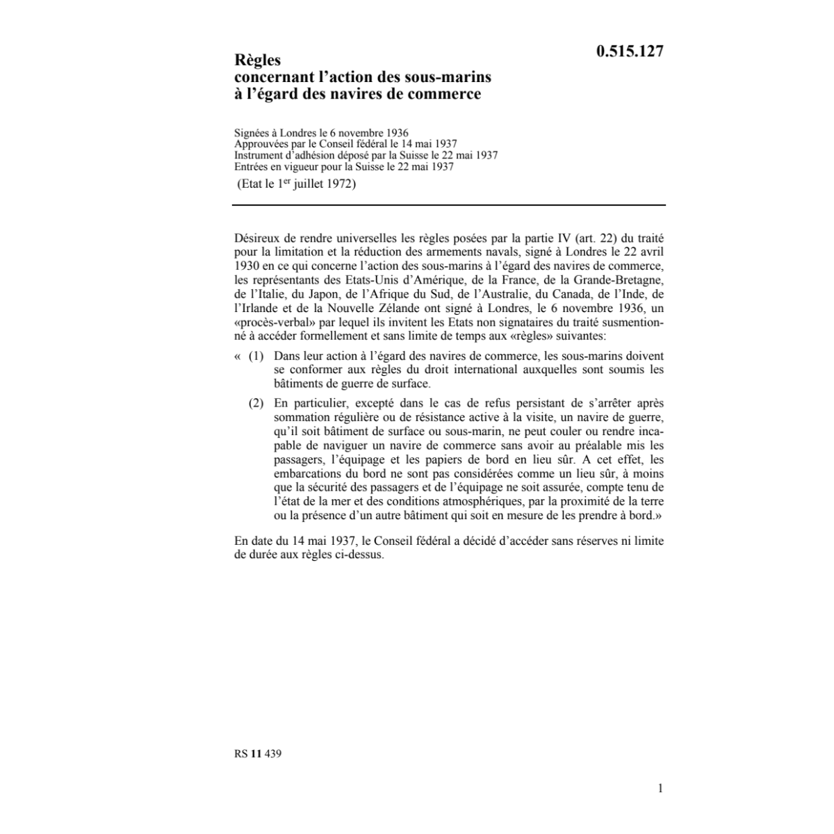 Règles action des sous marins