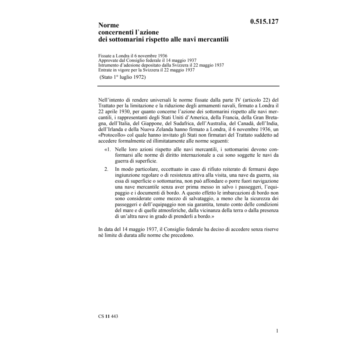 Norme azione dei sottomarini