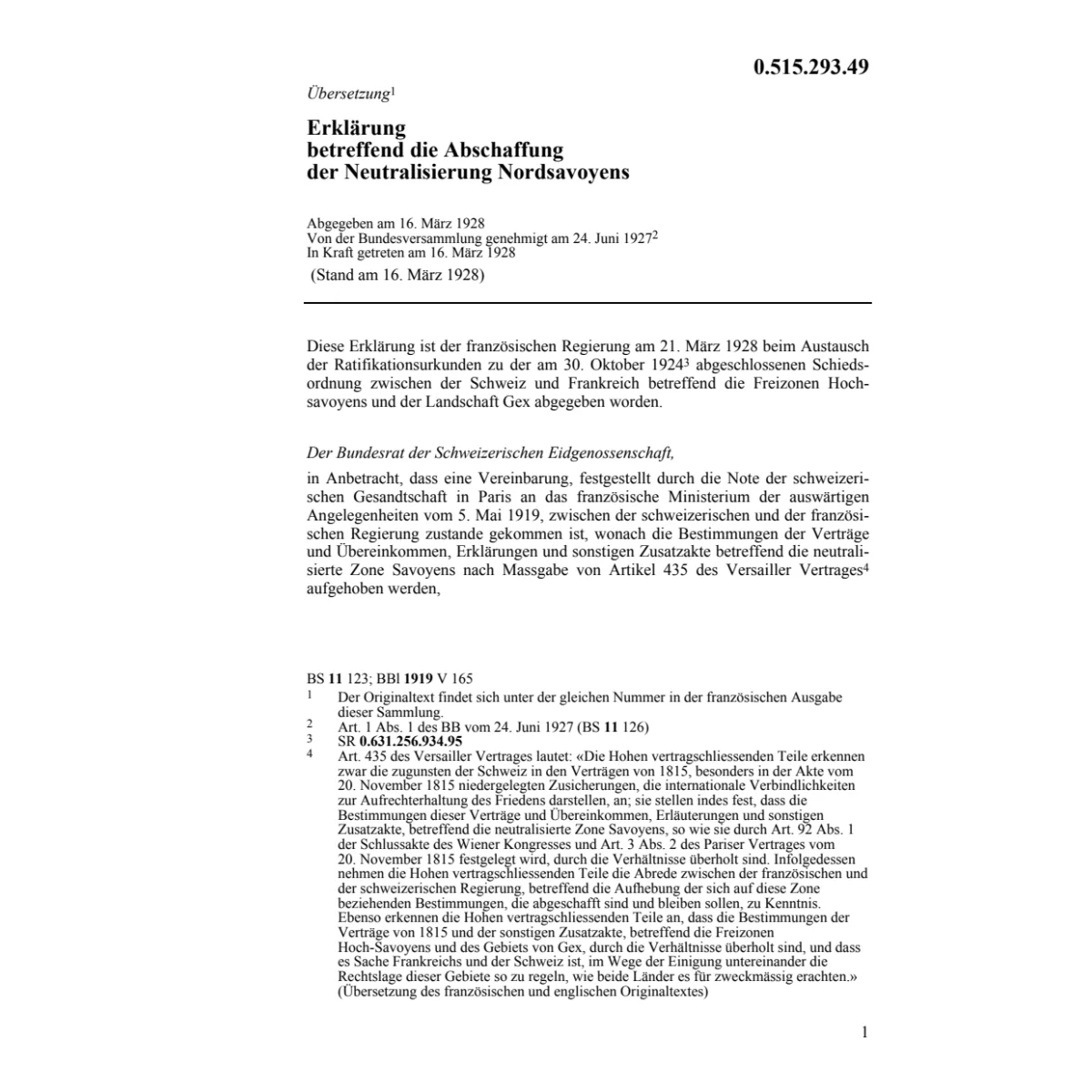 Erkl.  Abschaffung Neutral. Nordsavoyens