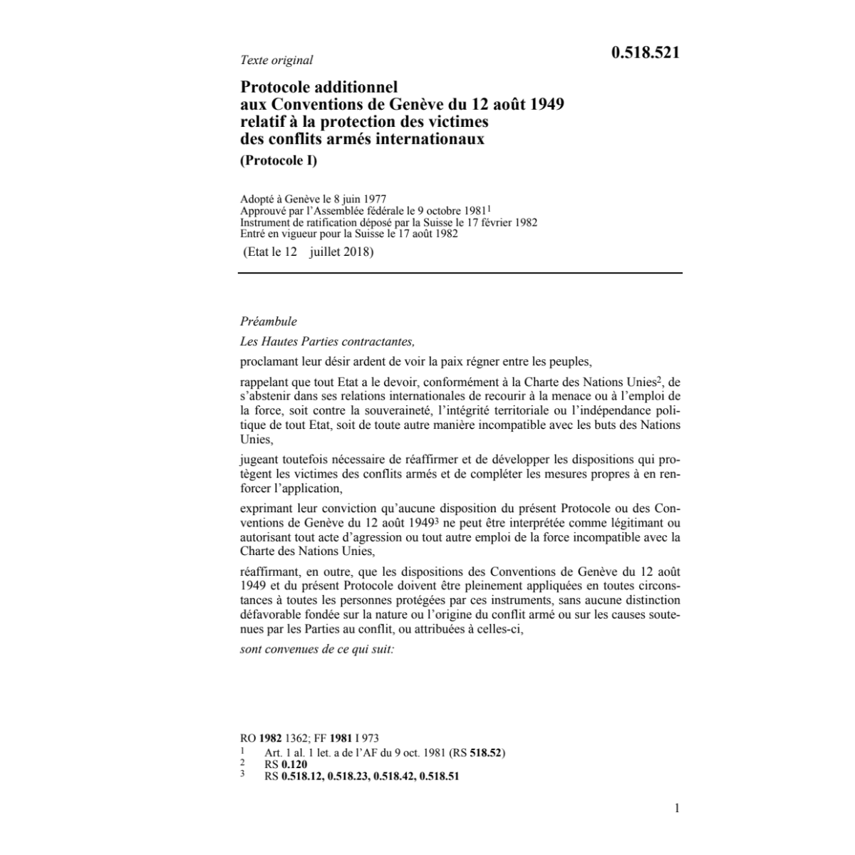 Prot. add. conv. Genève victim.(prot. I)