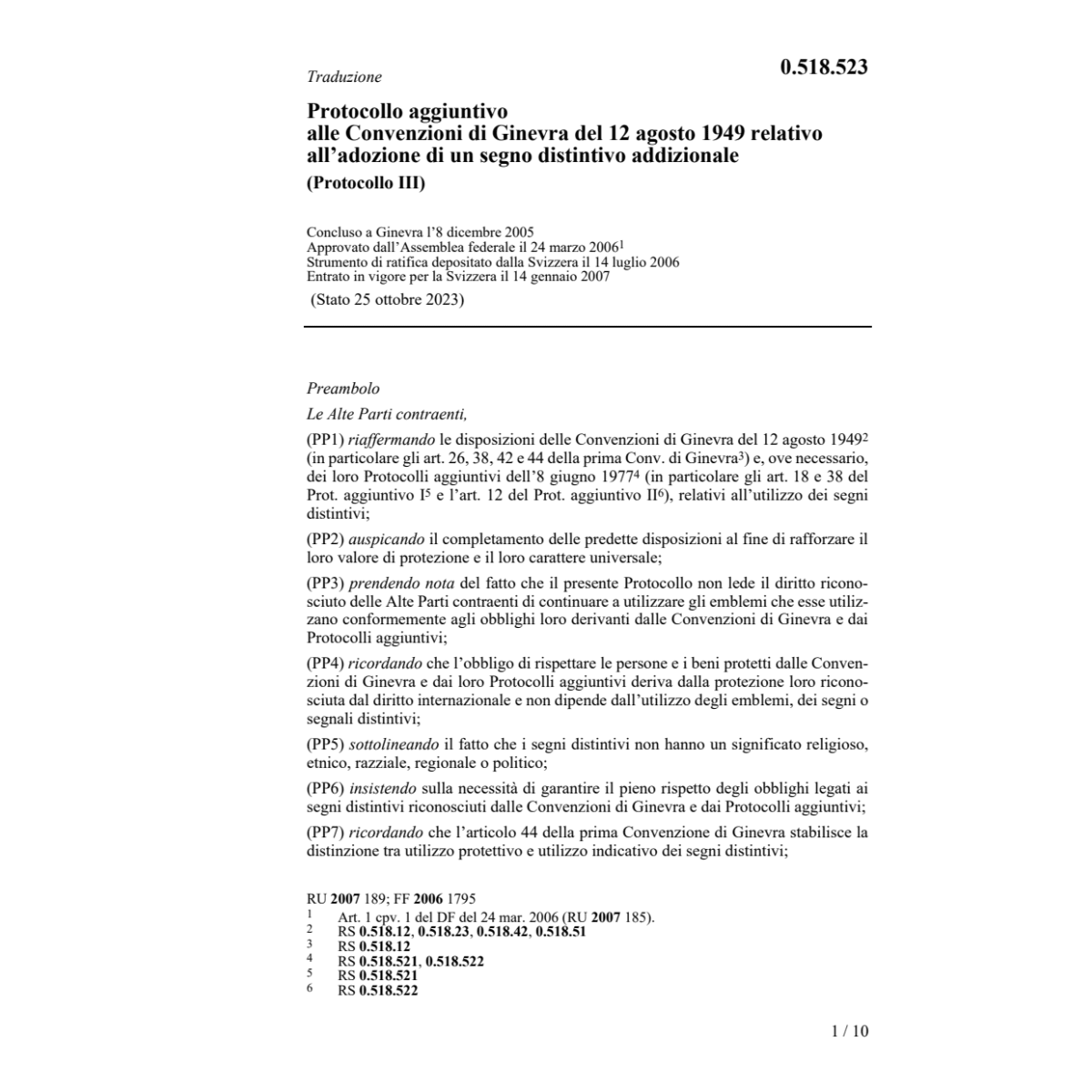 Prot.Conv. adozione segno addizionale