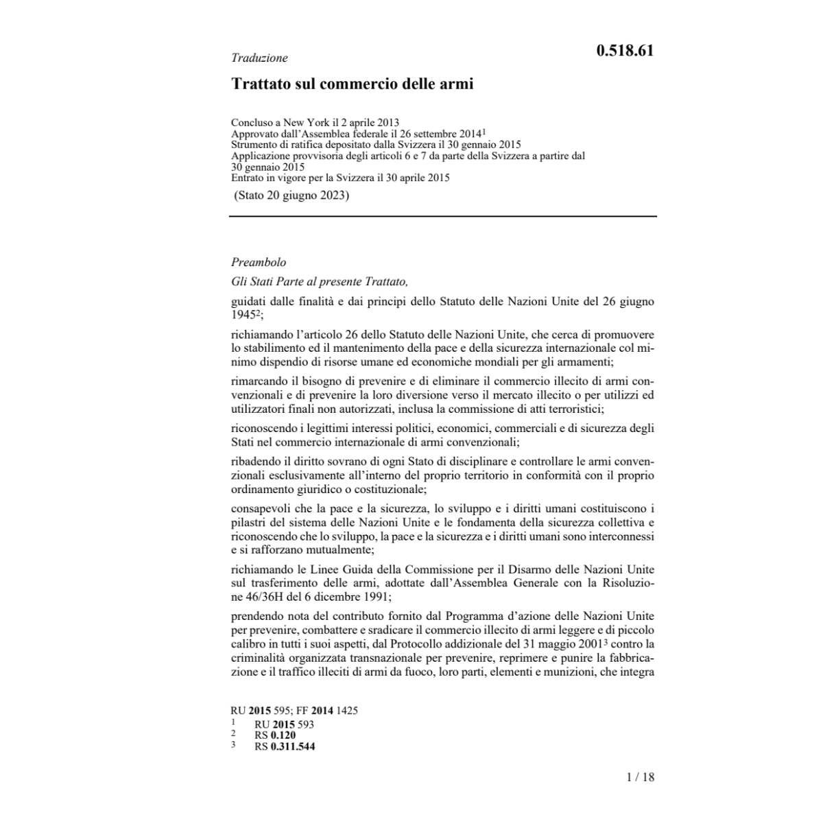 Trattato commercio delle armi