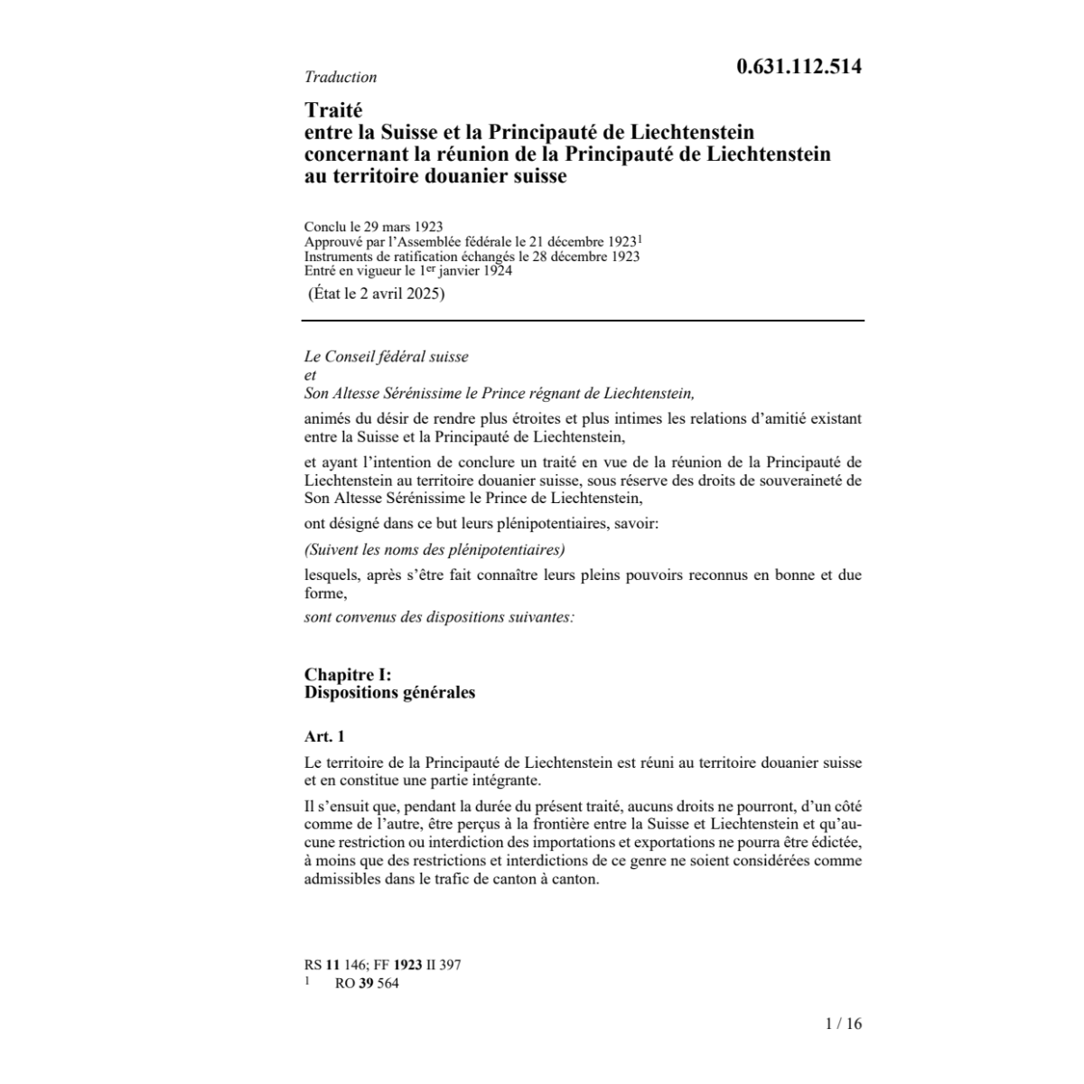 Tr. CH/Liechtenstein territoire douanier