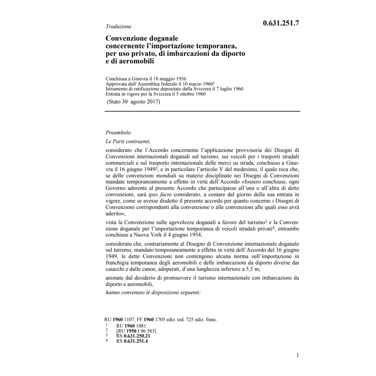 Conv. doganale imbarcazioni da diporto