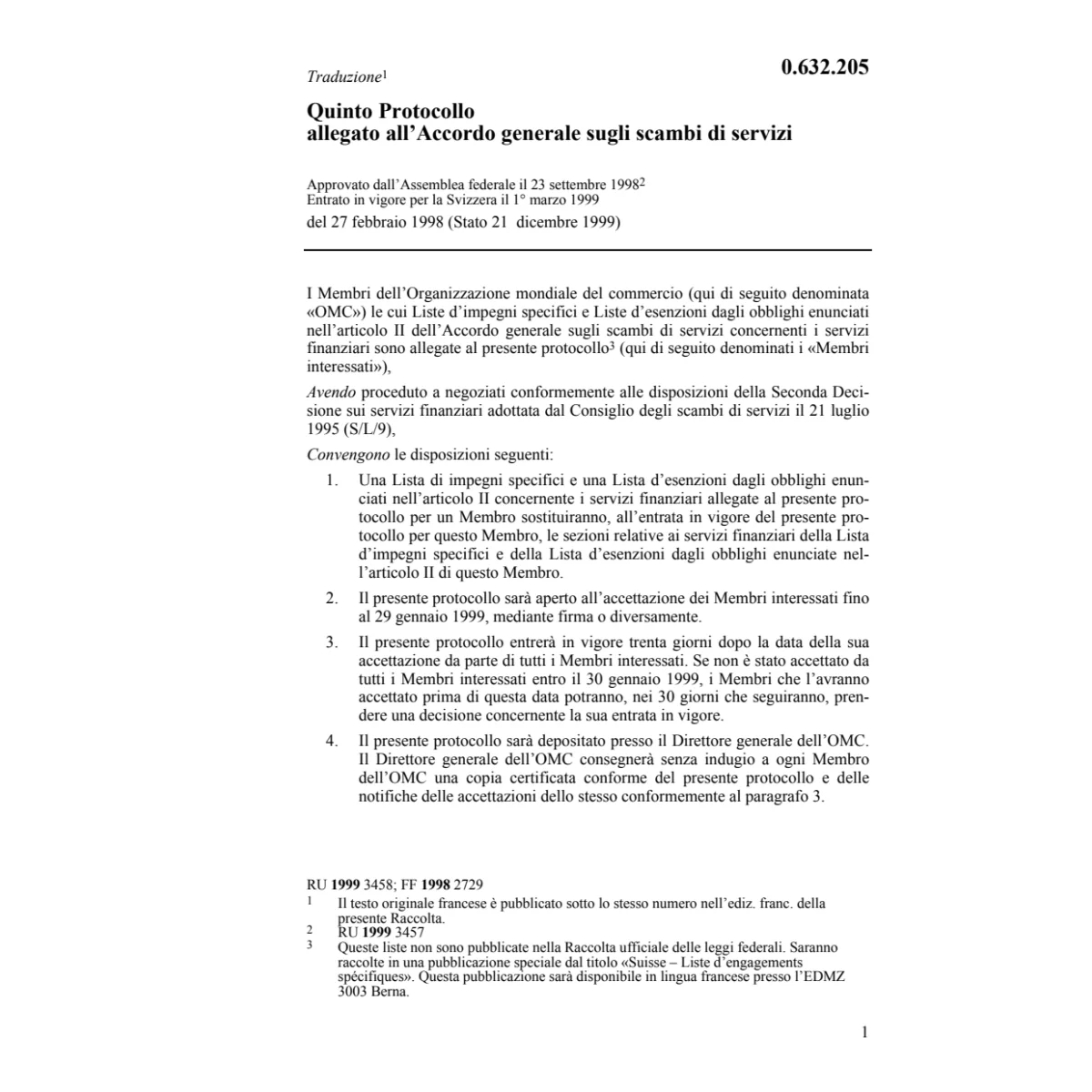 Prot. all'Accordo sugli scambi servizi