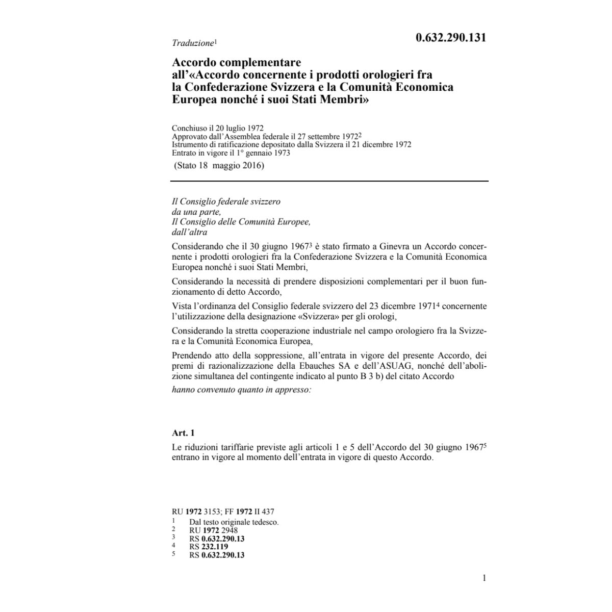 Ac. complementare, prodotti orologieri