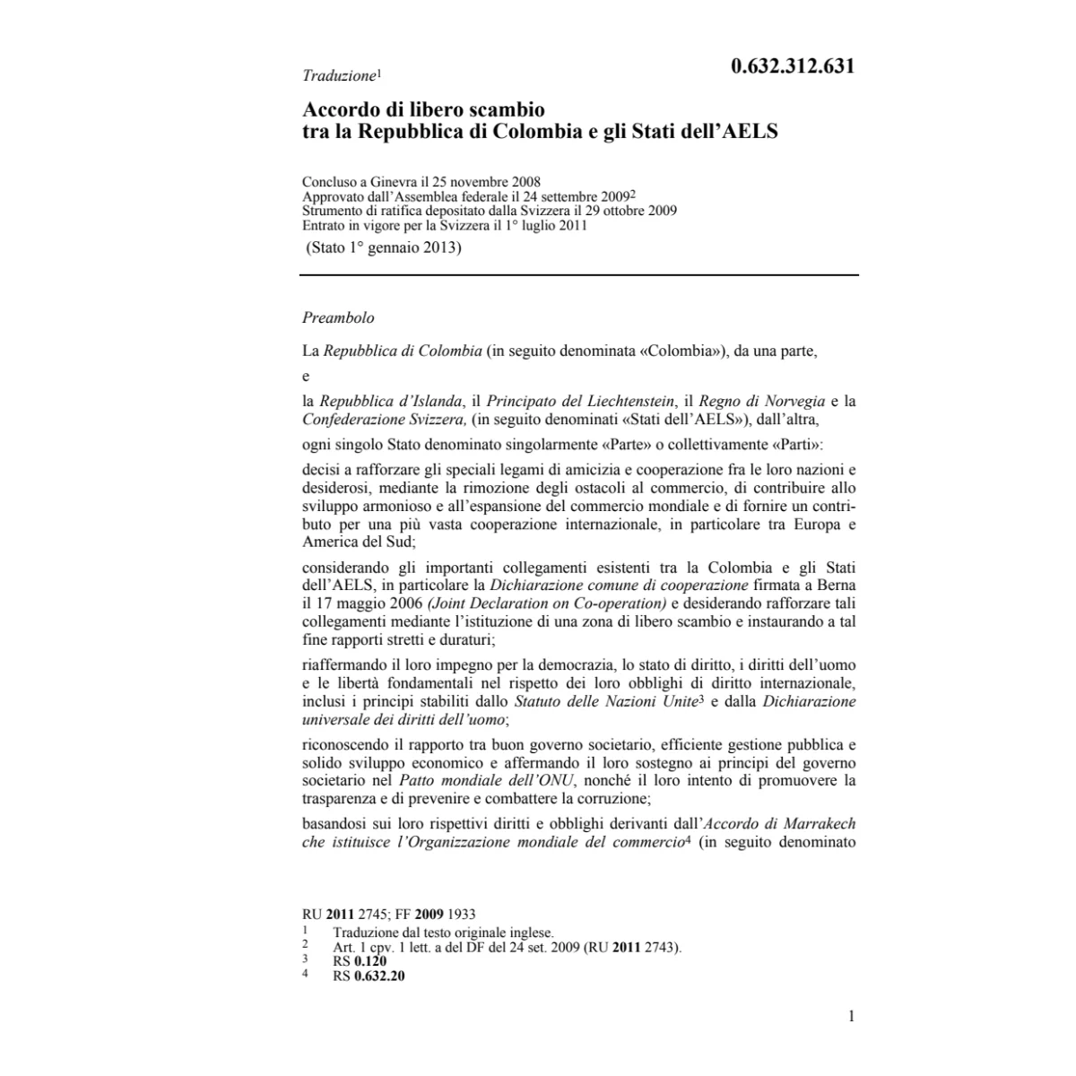 Acc. libero scambio Colombia-AELS