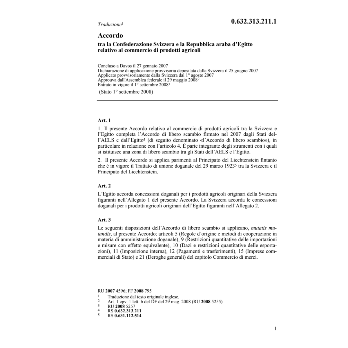 Acc CH-Rep Egitto prodotti agricoli